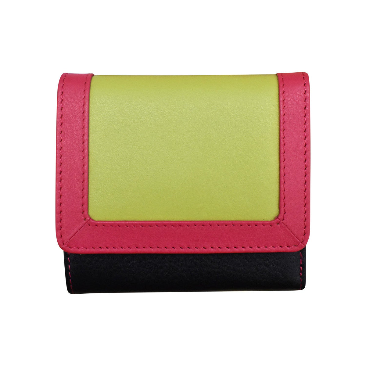 Karoukee Women's Small Trifold Wallet - Patchwork Genuine Leather, Multicolor, RFID Blocking Card Holder