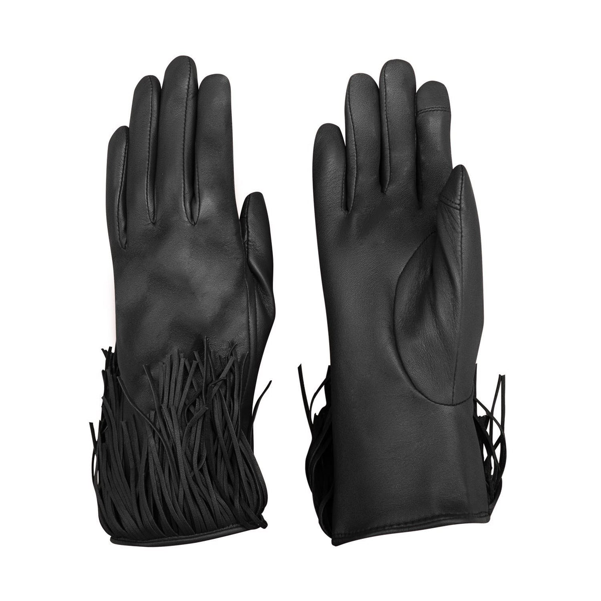 DooWay Long Fringe Gloves Black Women Cowgirl TOUCHSCREEN