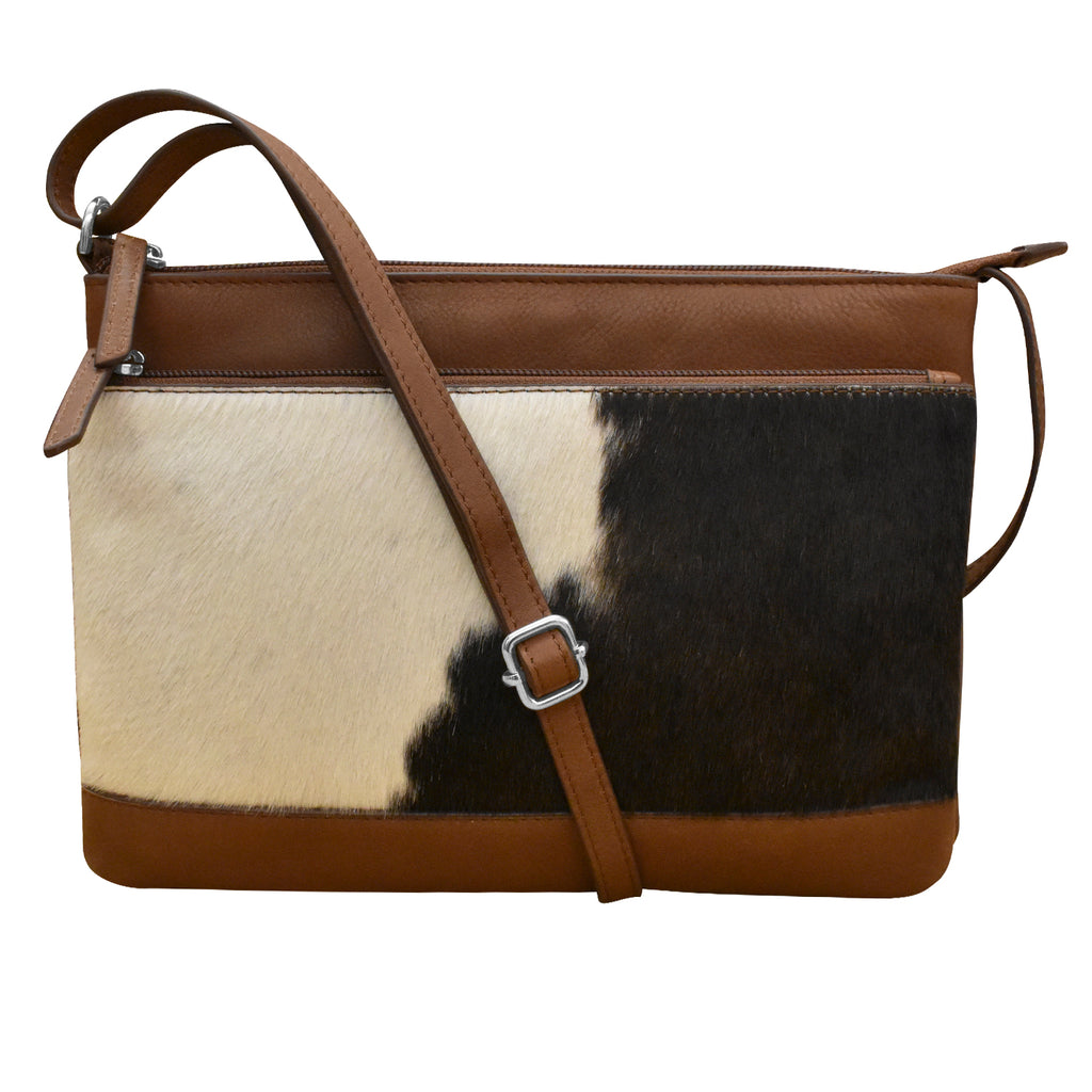 ILI Western Leather Cow Print Crossbody Purse (Women)