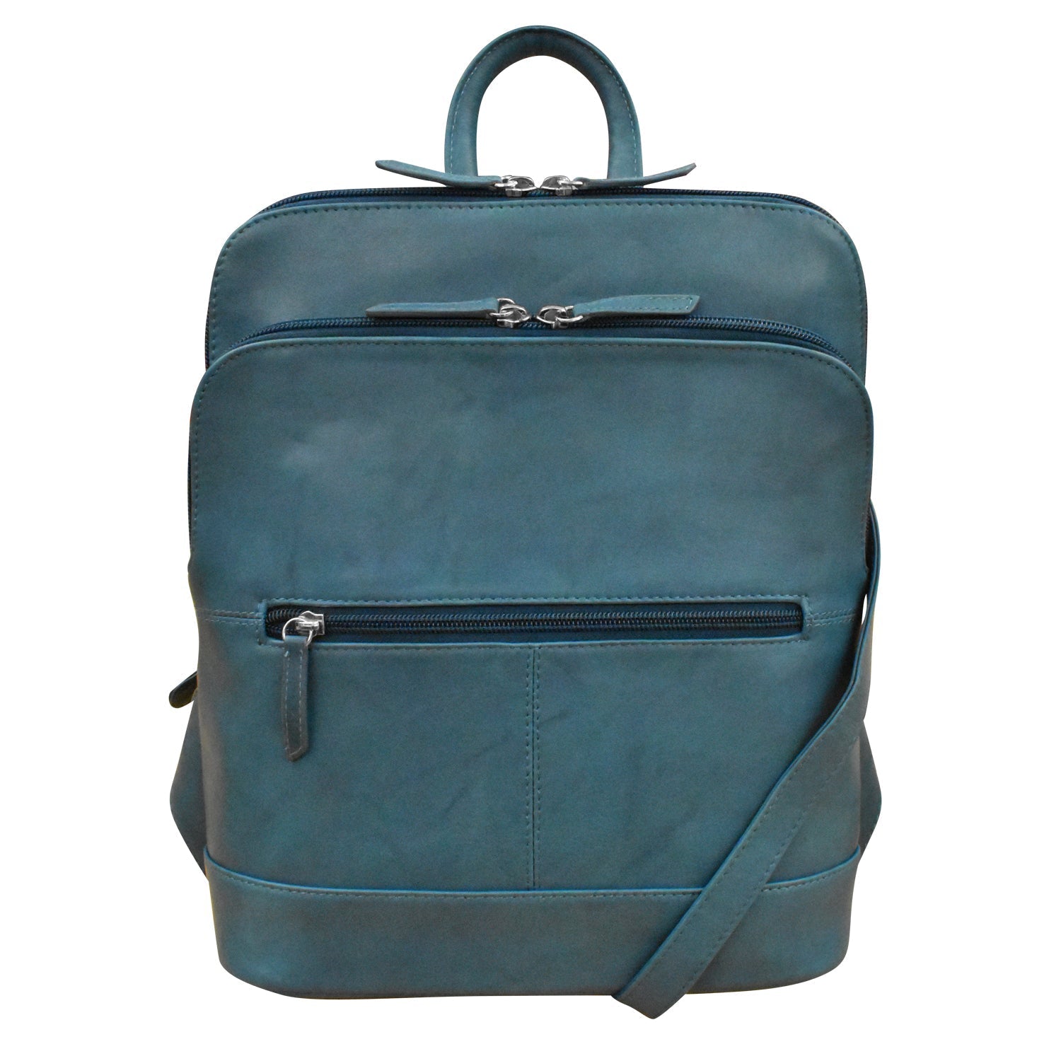 ili Adjustable Strap Leather Backpack, Blue