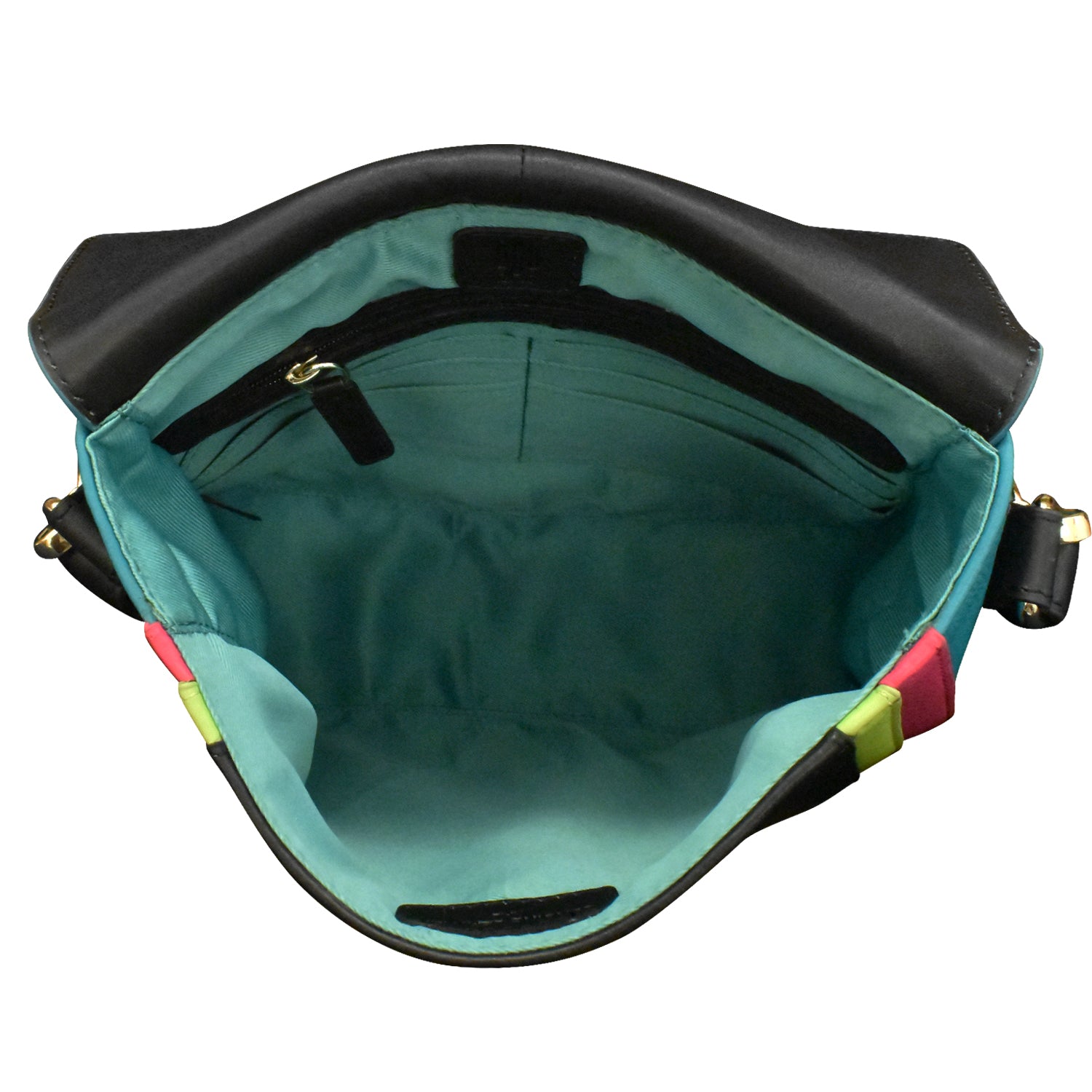 black multicolor bucket bag