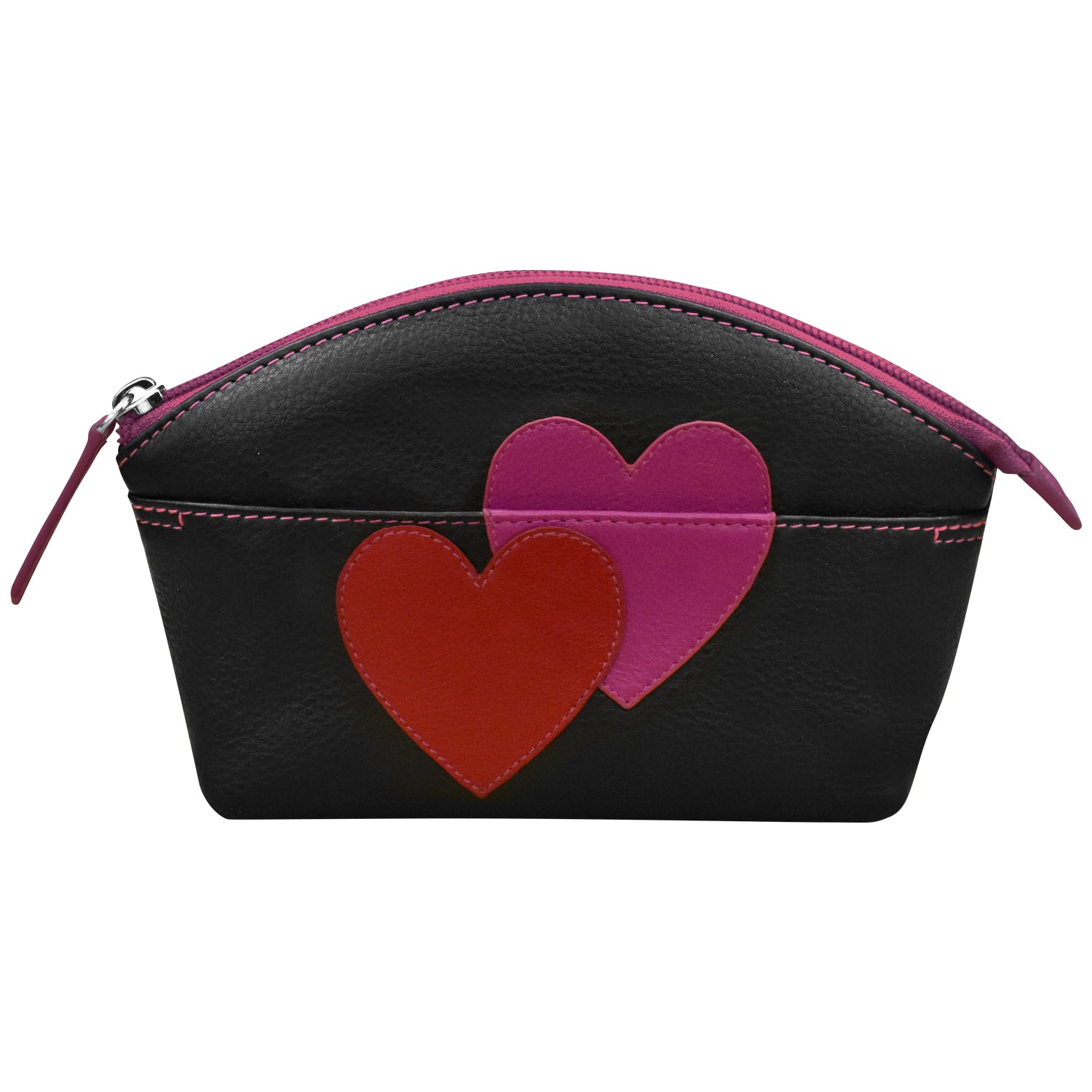 Hearts Makeup Bags, Cosmetic Travel Pouches in 2 Sizes (Black, 2