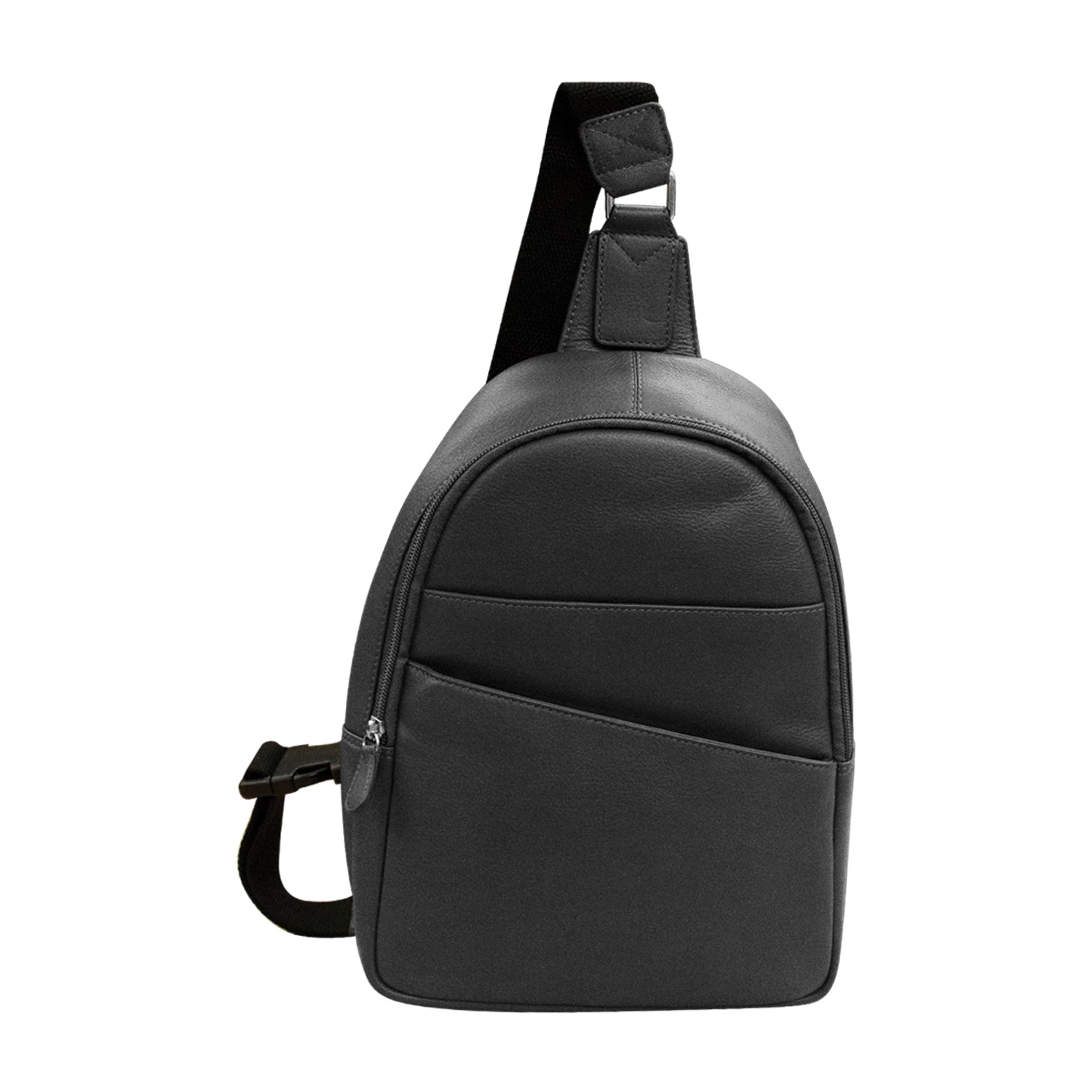 ili RFID-Blocking Leather Sling Backpack, Black