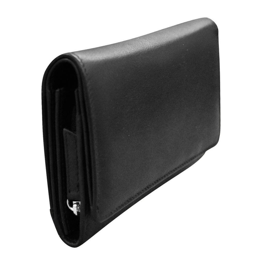 Side view of black French wallet 