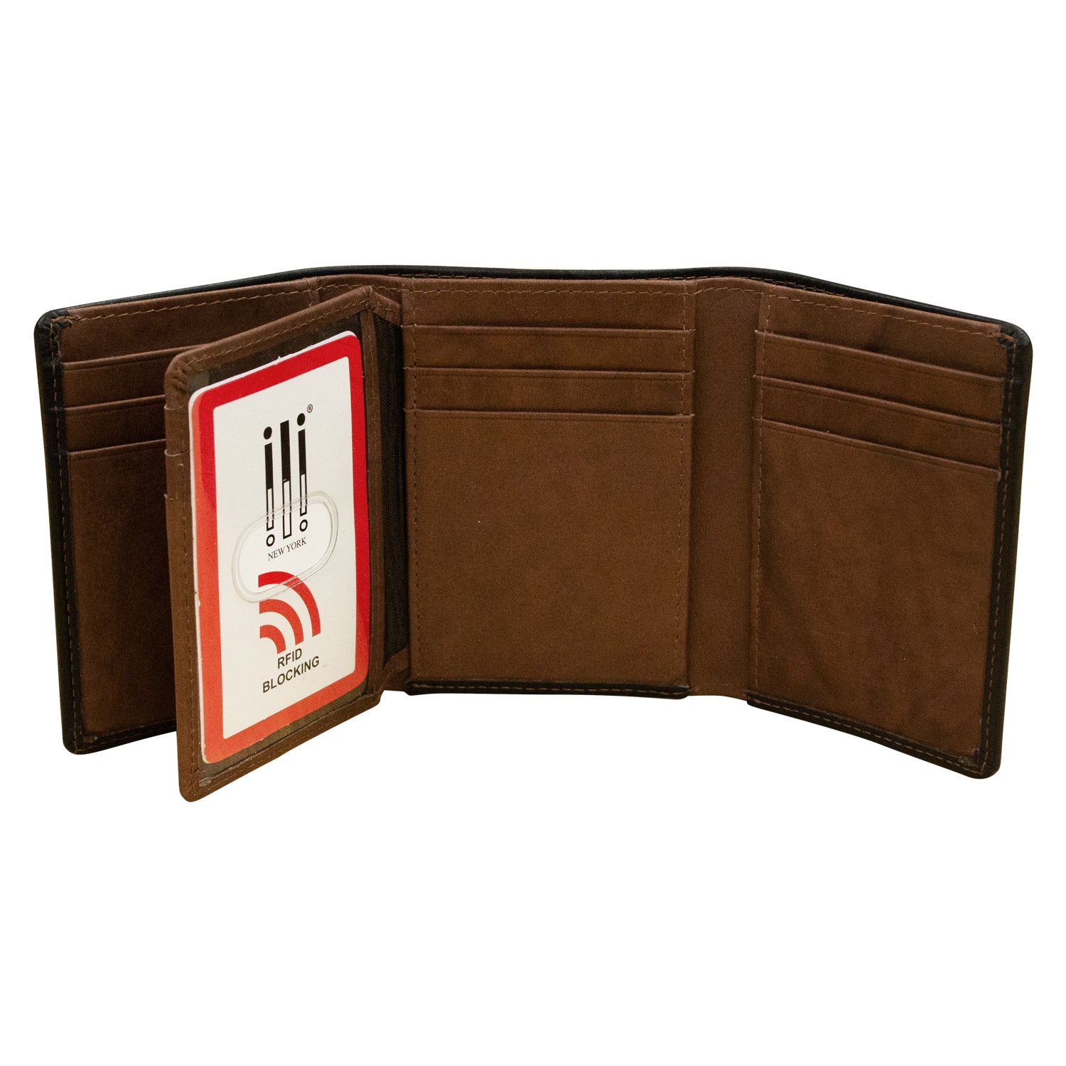 Brown Premium Leather Bifold Wallet with Flip Up ID Window