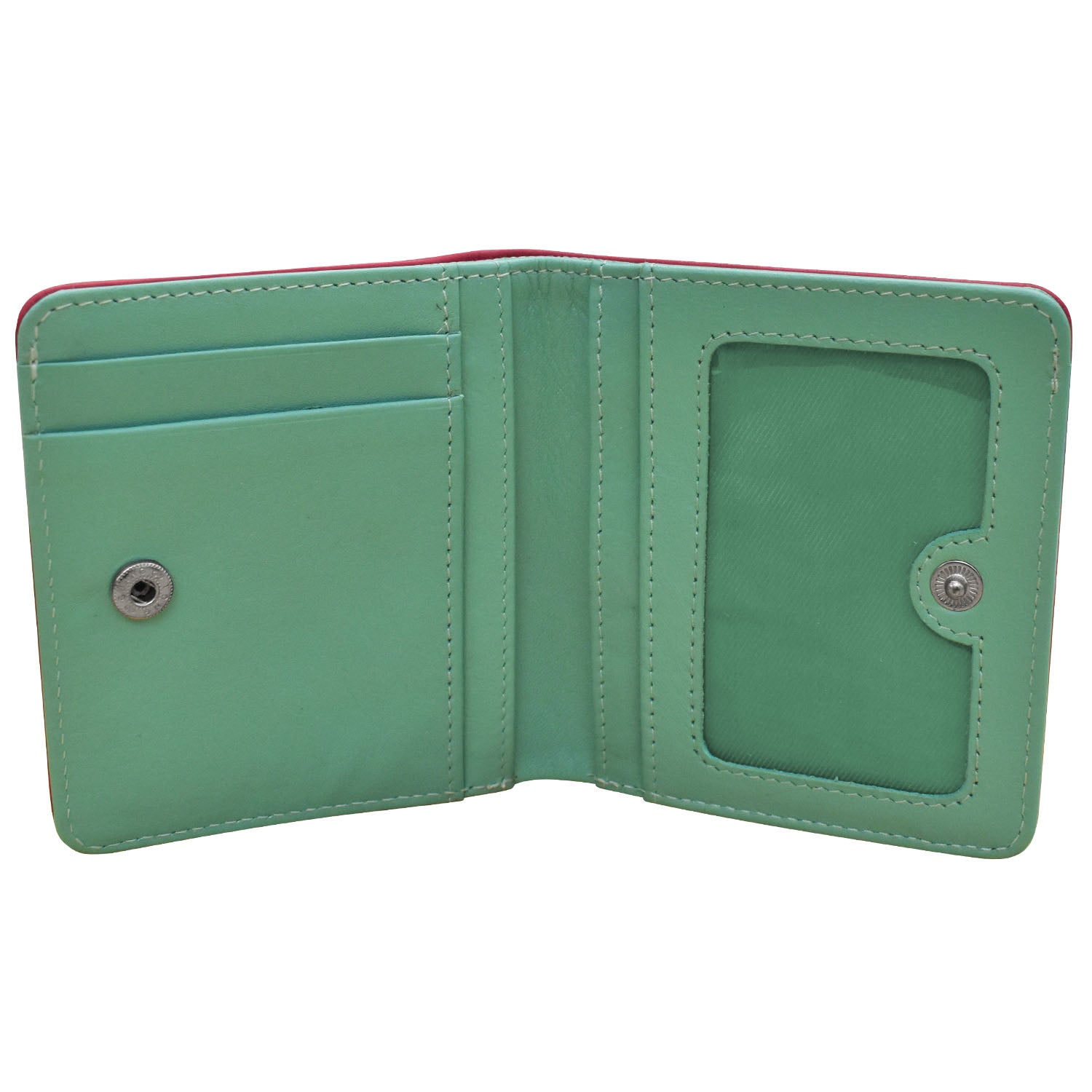 The Mini Compact Wallet in Fern Green Multi Leather